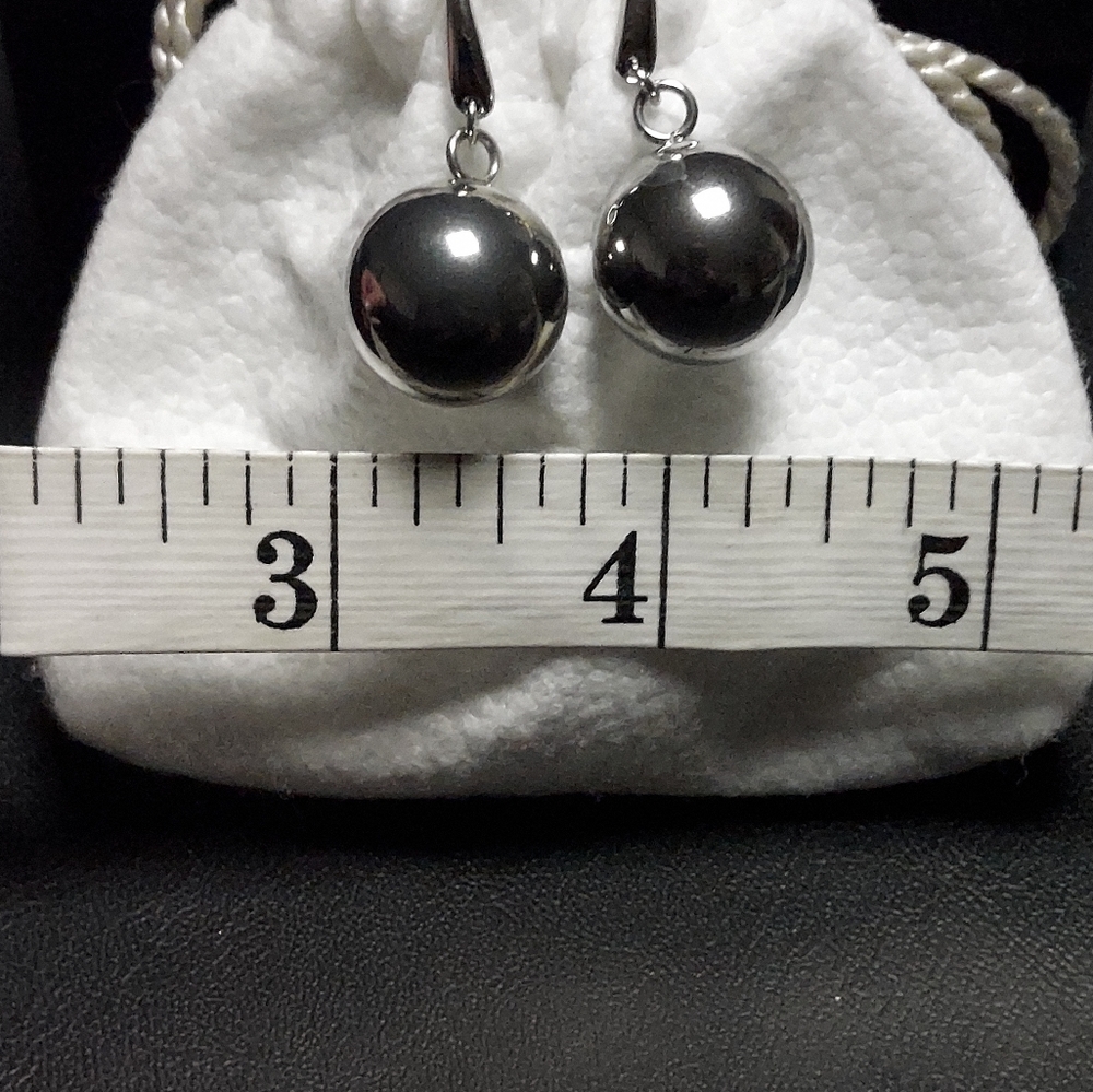 QVC Steel By Design 3/4" Round Ball Stainless Steel French Wire Earrings NEW - Picture 4 of 7